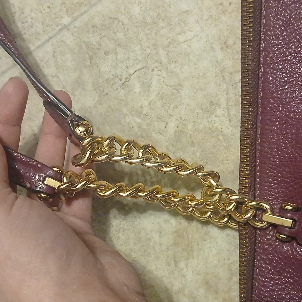 Coach Purple Pebble Leather Ava Chain Tote - Picture 3 of 16